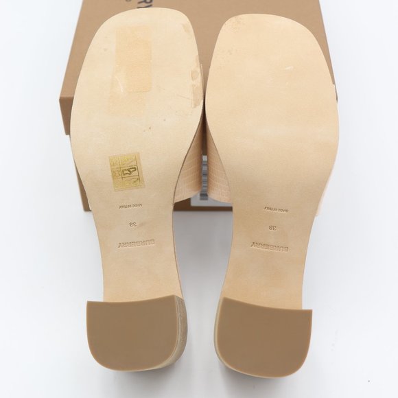 NIB Burberry Winnie Lizard Embossed Nude Leather Mule Slide Sandals - Picture 7 of 12